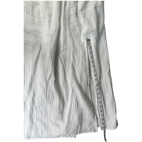J.Crew Re-Imagined White Cotton Maxi Skirt M Side Slit Elastic Waist Lined Beach - Picture 7 of 11